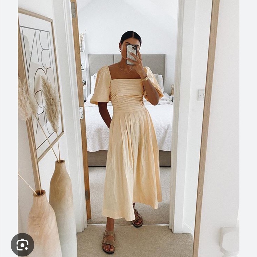 Free People puffed sleeve creamsicle dress